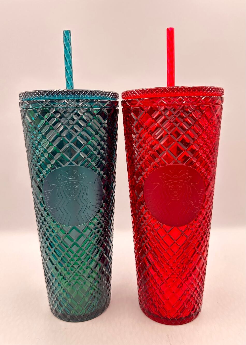 Starbucks 2021 Holiday Emerald Green and Ruby Red Jeweled Venti 24oz Tumbler